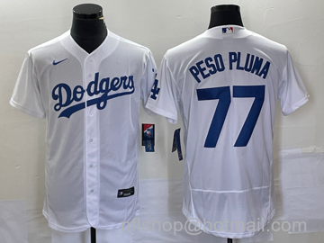 Peso Pluma Men's Los Angeles Dodgers #77 Stitched Flex Base Nike Jersey - White