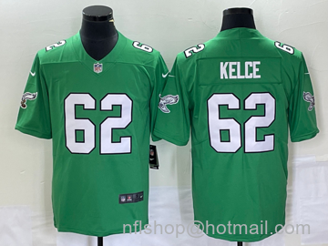 Jason Kelce Men's Philadelphia Eagles #62 2023 Vapor Limited Throwback Jersey - Green