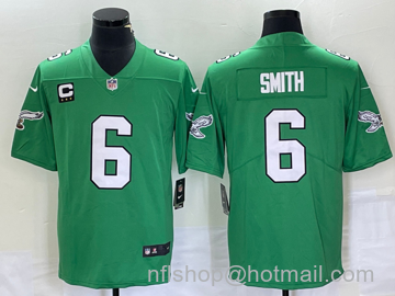 DeVonta Smith Men's Philadelphia Eagles #6 C Patch 2023 Vapor Limited Throwback Jersey - Green