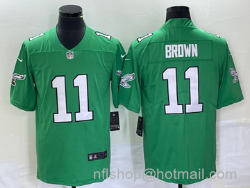 AJ Brown Men's Philadelphia Eagles #11 2023 Vapor Limited Throwback Jersey - Green