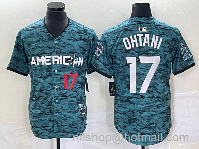 Shohei Ohtani Men's Los Angeles Angels #17 2023 All Star Cool Base Stitched Jersey1 - Number Teal