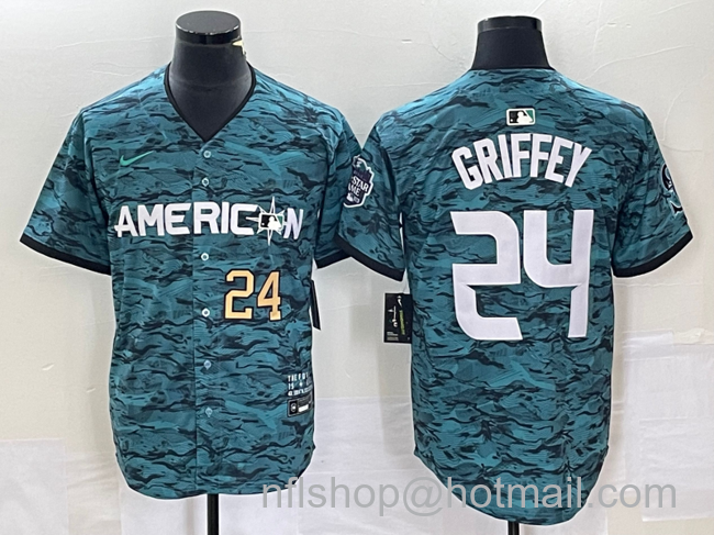 Ken Griffey Men's Seattle Mariners #24 2023 All Star Cool Base Stitched Jersey - Number Teal