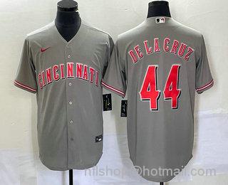 Men's Cincinnati Reds #44 Elly De La Cruz Grey Cool Base Stitched Baseball Jersey