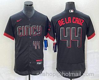 Men's Cincinnati Reds #44 Elly De La Cruz Number Black 2023 City Connect Flex Base Stitched Baseball Jersey3