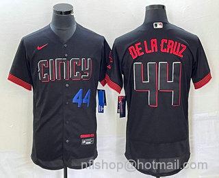 Men's Cincinnati Reds #44 Elly De La Cruz Number Black 2023 City Connect Flex Base Stitched Baseball Jersey1