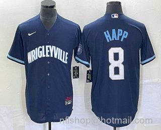 Ian Happ Men's Chicago Cubs #8 City Connect Cool Base Stitched Baseball Jersey - Navy