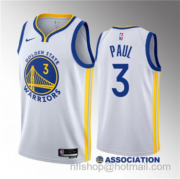 Chris Paul Men's Golden State Warriors #3 Association Edition Stitched Basketball Jersey - White