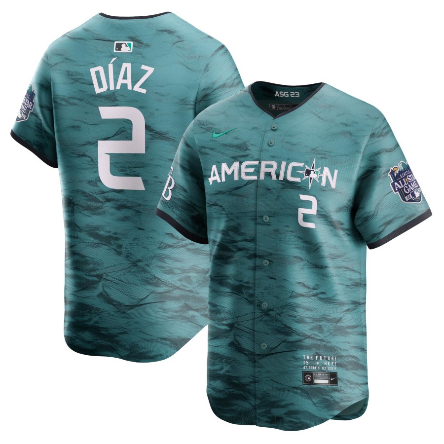 Yandy Díaz #2 Men's American League 2023 MLB All-Star Game Cool Base Stitched Jersey - Teal