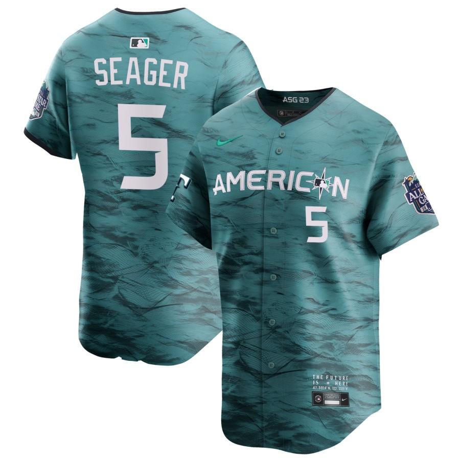 Corey Seager #5 Men's American League 2023 MLB All-Star Game Cool Base Stitched Jersey - Teal