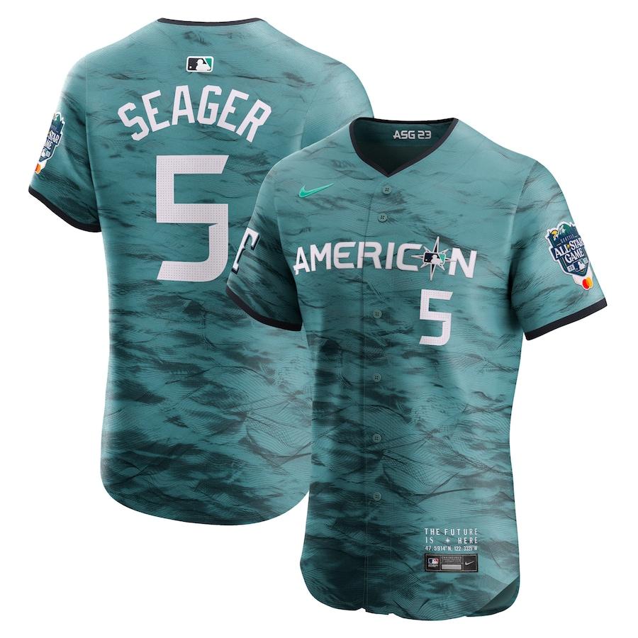 Corey Seager #5 Men's American League 2023 MLB All-Star Game Flex Base Stitched Baseball Jersey - Teal