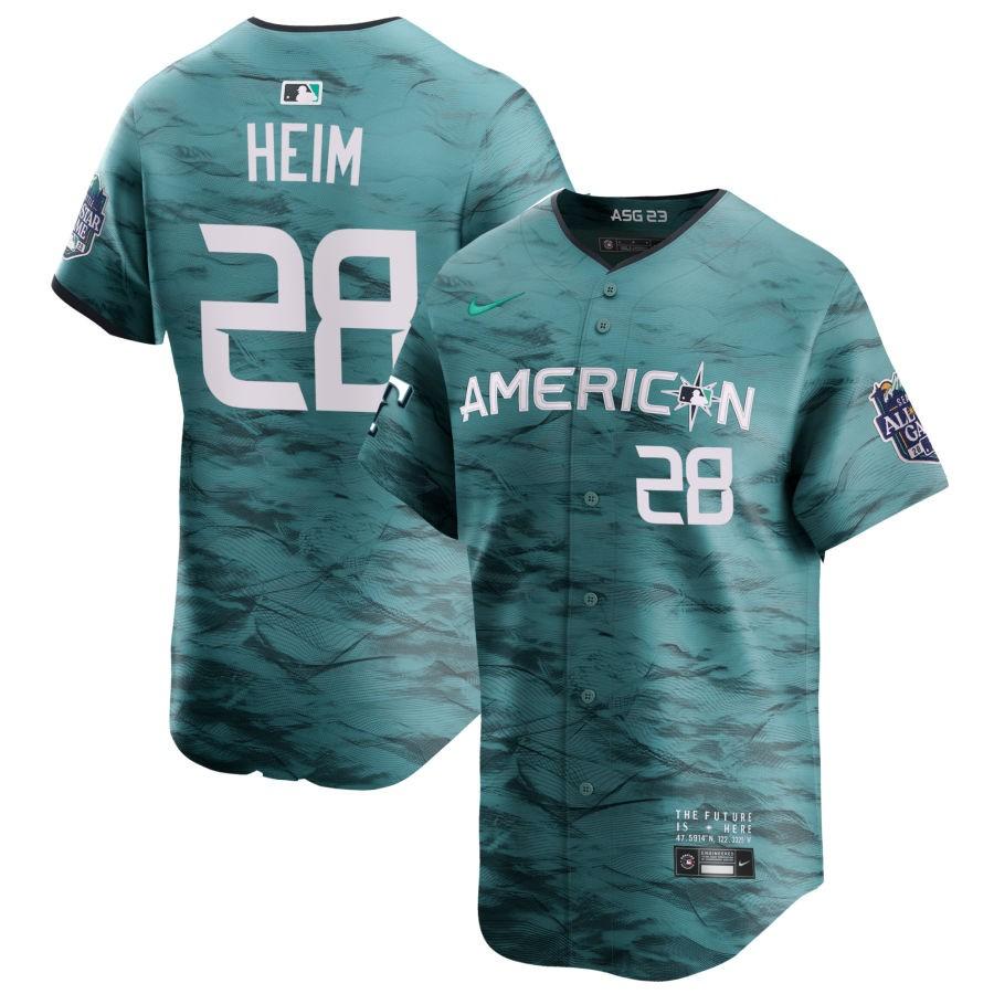 Jonah Heim #28 Men's American League 2023 MLB All-Star Game Cool Base Stitched Jersey - Teal