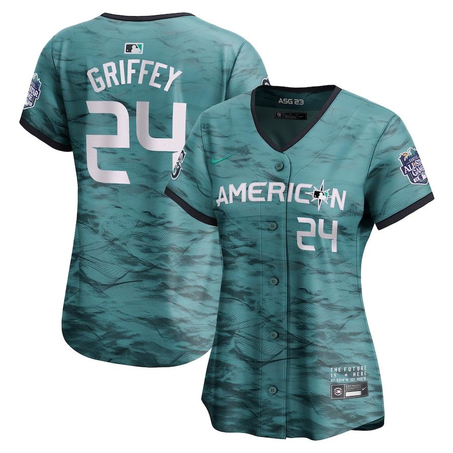 Ken Griffey Jr. #24 American League Women's 2023 MLB All-Star Game Cool Base Stitched Jersey - Teal