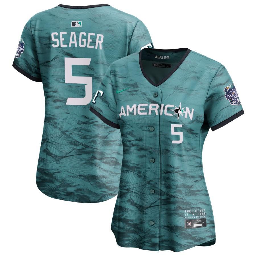 Corey Seager #5 American League Women's 2023 MLB All-Star Game Cool Base Stitched Jersey - Teal