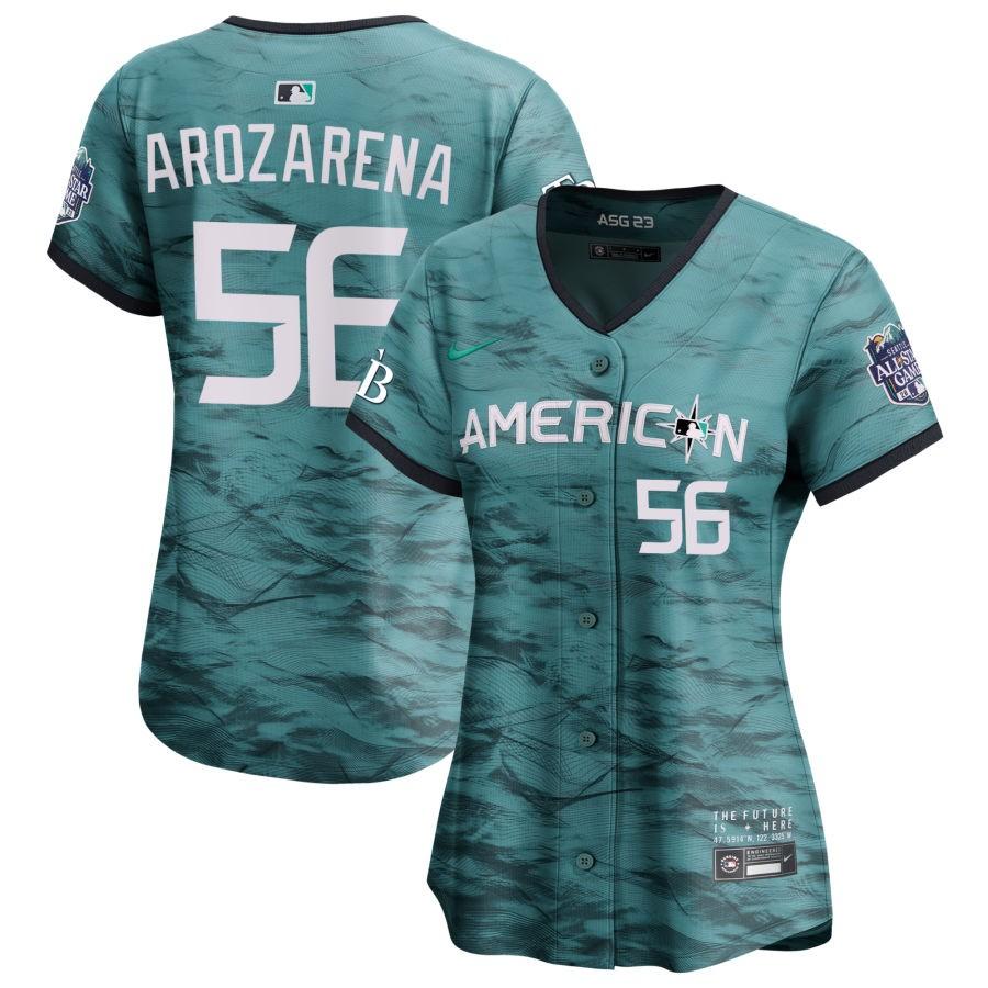 Randy Arozarena #56 American League Women's 2023 MLB All-Star Game Cool Base Stitched Jersey - Teal