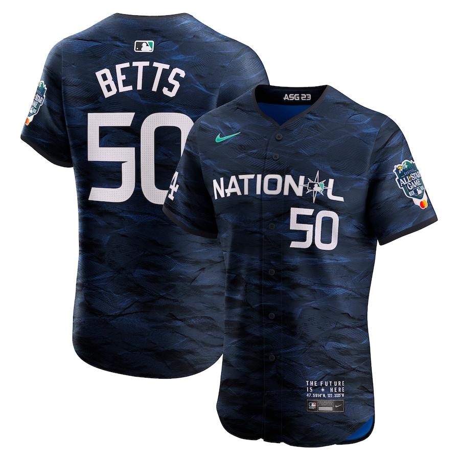 Mookie Betts #50 Men's National League 2023 MLB All-Star Game Flex Base Stitched Baseball Jersey - Royal