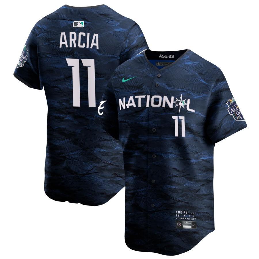 Orlando Arcia #11 Men's National League 2023 MLB All-Star Game Cool Base Stitched Jersey - Royal