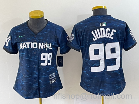 Aaron Judge Women's New York Yankees #99 2023 All Star Cool Base Stitched Baseball Jersey - Number Royal