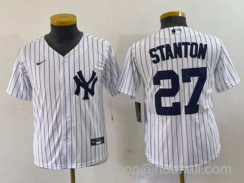 Giancarlo Stanton Youth New York Yankees #27 Stitched Cool Base Nike Jersey - White