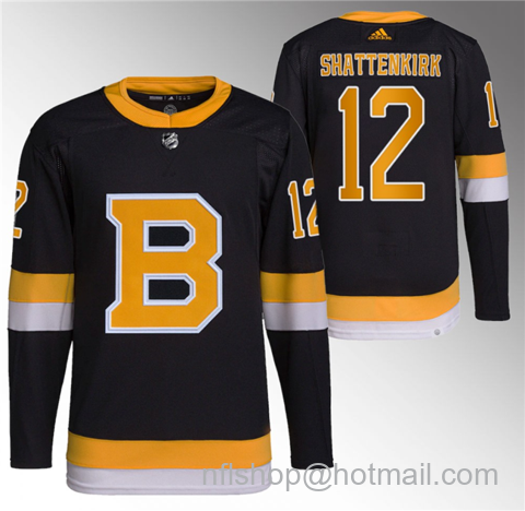 Kevin Shattenkirk Men's Boston Bruins #12 Home Breakaway Stitched Jersey - Black