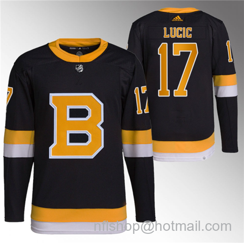 Milan Lucic Men's Boston Bruins #17 Home Breakaway Stitched Jersey - Black