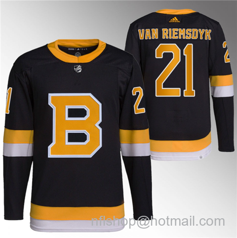 James van Men's Boston Bruins #21 Riemsdyk Home Breakaway Stitched Jersey - Black