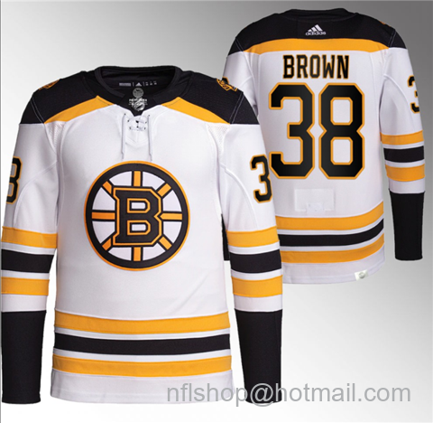 Patrick Brown Men's Boston Bruins #38 Stitched Jersey - White