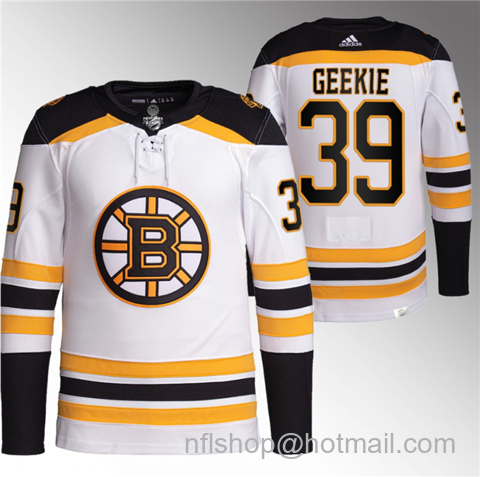 Morgan Geekie Men's Boston Bruins #39 Stitched Jersey - White