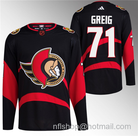 Ridly Greig Men's Ottawa Senators #71 Reverse Retro Stitched Jersey - Black