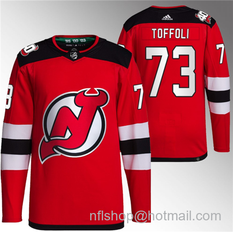 Tyler Toffoli Men's New Jersey Devils #73 Stitched Jersey - Red