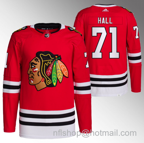 Taylor Hall Men's Chicago Blackhawks #71 Red Stitched Hockey Jersey - Black