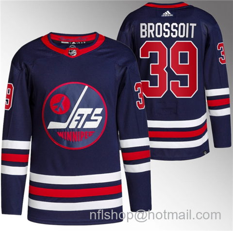 Laurent Brossoit Men's Winnipeg Jets #39 2021-22 Stitched Jersey - Navy