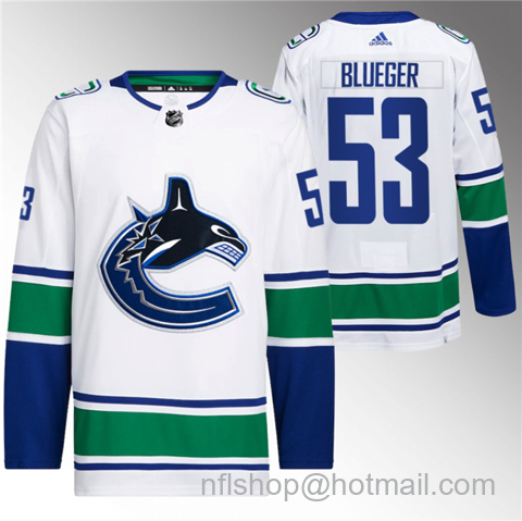 Teddy Blueger Men's Vancouver Canucks #53 Retro Stitched Jersey - White