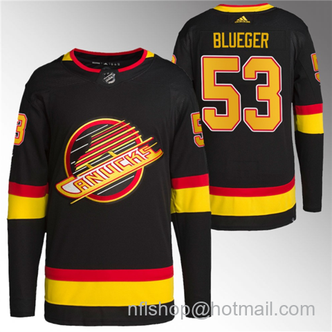 Teddy Blueger Men's Vancouver Canucks #53 Retro Stitched Jersey - Black