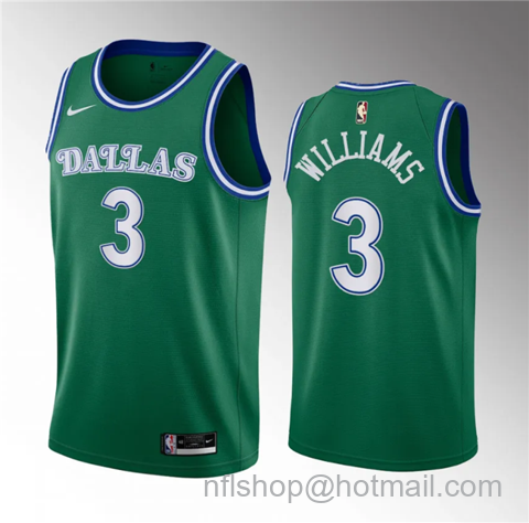 Grant Williams Men's Dallas Mavericks #3 Classic Edition Stitched Basketball Jersey - Green