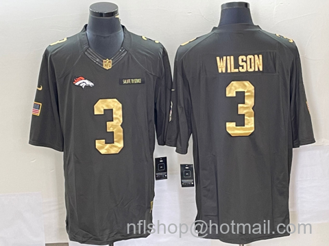 Russell Wilson Men's Denver Broncos #3 Salute To Service Stitched Nike Limited Jersey - Green Gold