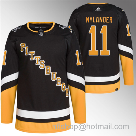 Alex Nylander Men's Pittsburgh Penguins #11 Stitched Jersey - Black