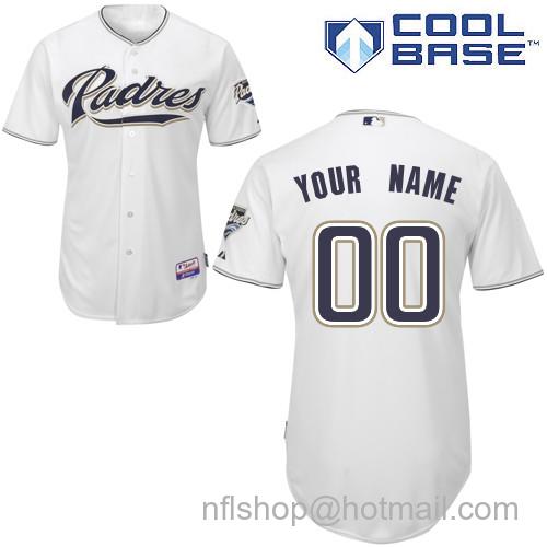 Men's San Diego Padres Customized Authentic Cool Base MLB Jersey - White