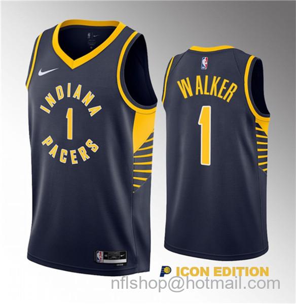 Jarace Walker Men's Indiana Pacers #1 2023 Draft Icon Edition Stitched Basketball Jersey - Navy