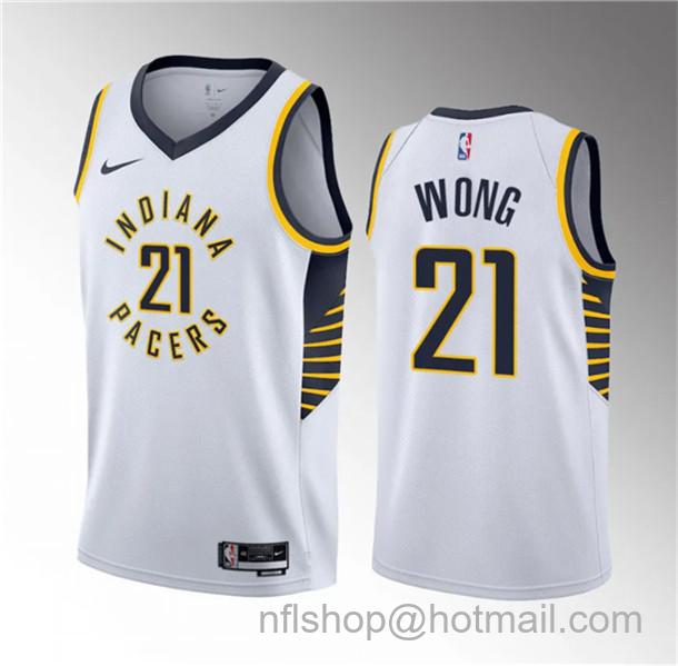 Isaiah Wong Men's Indiana Pacers #21 2023 Draft Association Edition Stitched Basketball Jersey - White