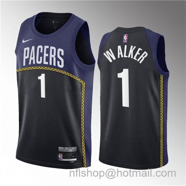 Jarace Walker Men's Indiana Pacers #1 2023 Draft City Edition Stitched Basketball Jersey - Blue