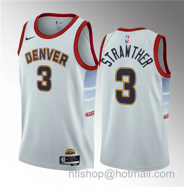 Julian Strawther Men's Denver Nuggets #3 2023 Draft Icon Edition Stitched Basketball Jersey - White