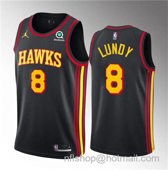 Seth Lundy Men's Atlanta Hawks #8 2023 Draft Statement Edition Stitched Jersey - Black