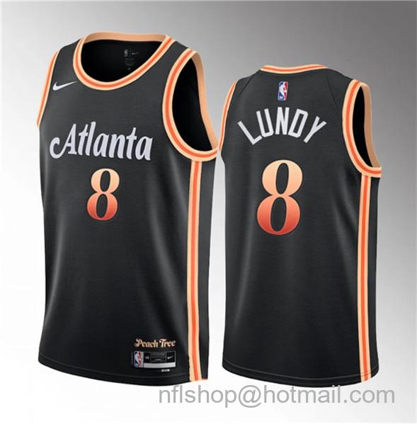 Seth Lundy Men's Atlanta Hawks #8 2023 Draft City Edition Stitched Jersey - Black