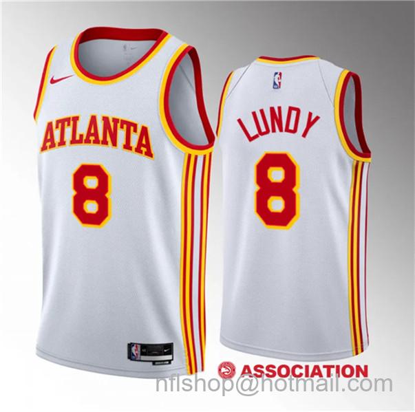 Seth Lundy Men's Atlanta Hawks #8 2023 Draft Association Edition Stitched Basketball Jersey - White