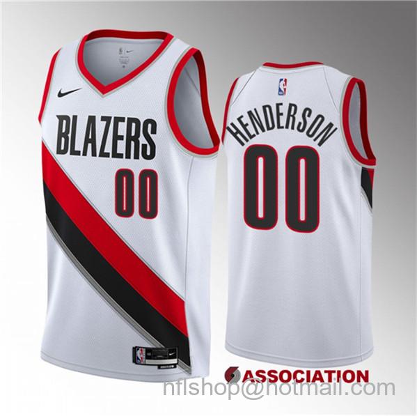 Scoot Henderson Men's Portland Trail Blazers #00 2023 Draft Association Edition Stitched Basketball Jersey - White