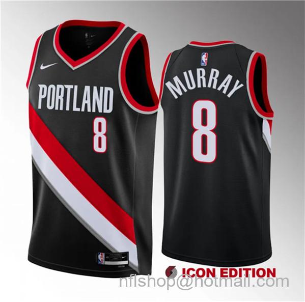 Kris Murray Men's Portland Trail Blazers #8 2023 Draft Icon Edition Stitched Basketball Jersey - Black