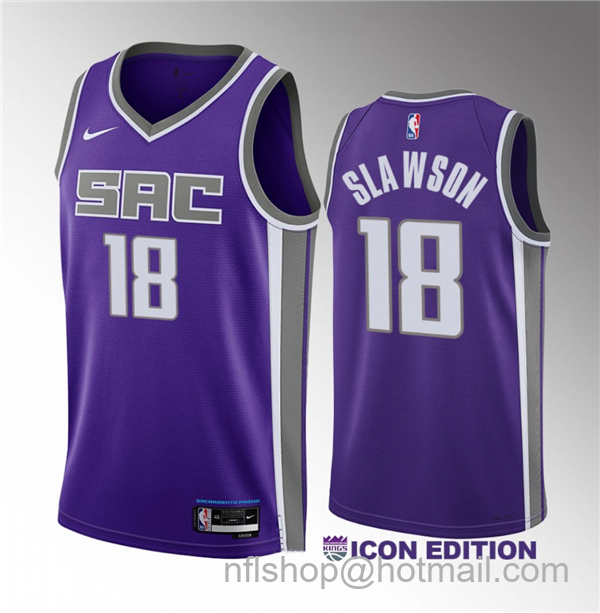 Jalen Slawson Men's Sacramento Kings #18 2023 Draft Icon Edition Stitched Jersey - Purple