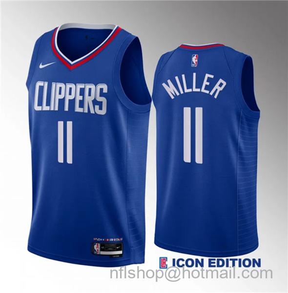 Jordan Miller Men's Los Angeles Clippers #11 2023 Draft Icon Edition Stitched Jersey - Blue