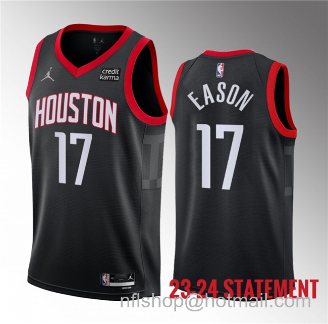 Tari Eason Men's Houston Rockets #17 2023 Statement Edition Stitched Basketball Jersey - Black