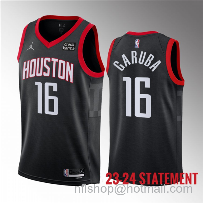 Usman Garuba Men's Houston Rockets #16 2023 Statement Edition Stitched Basketball Jersey - Black